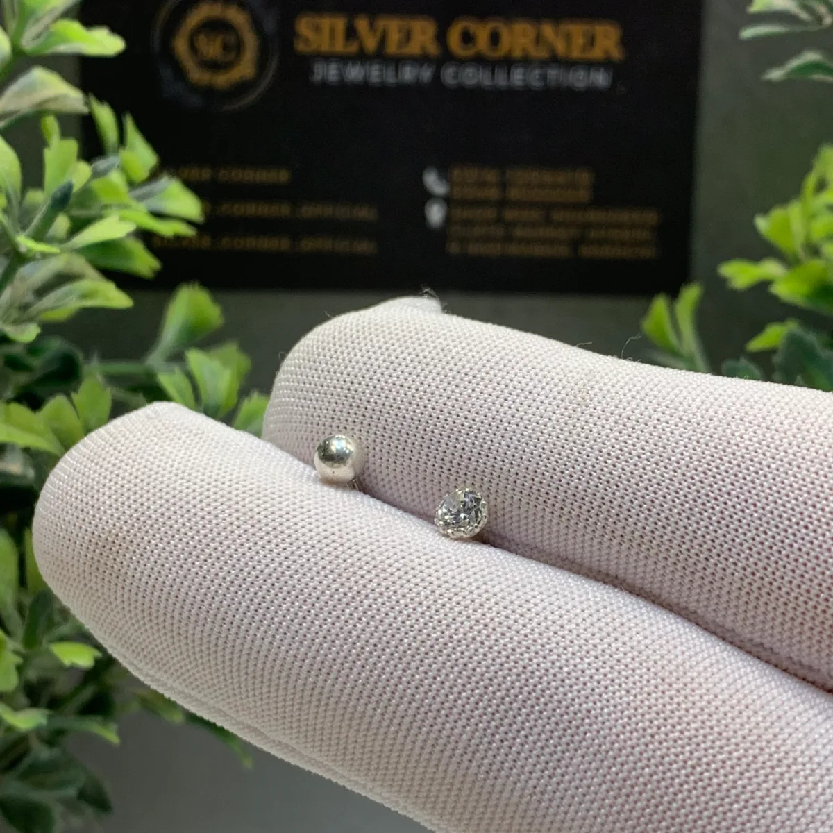Dual Tone Studs, 925 sterling silver