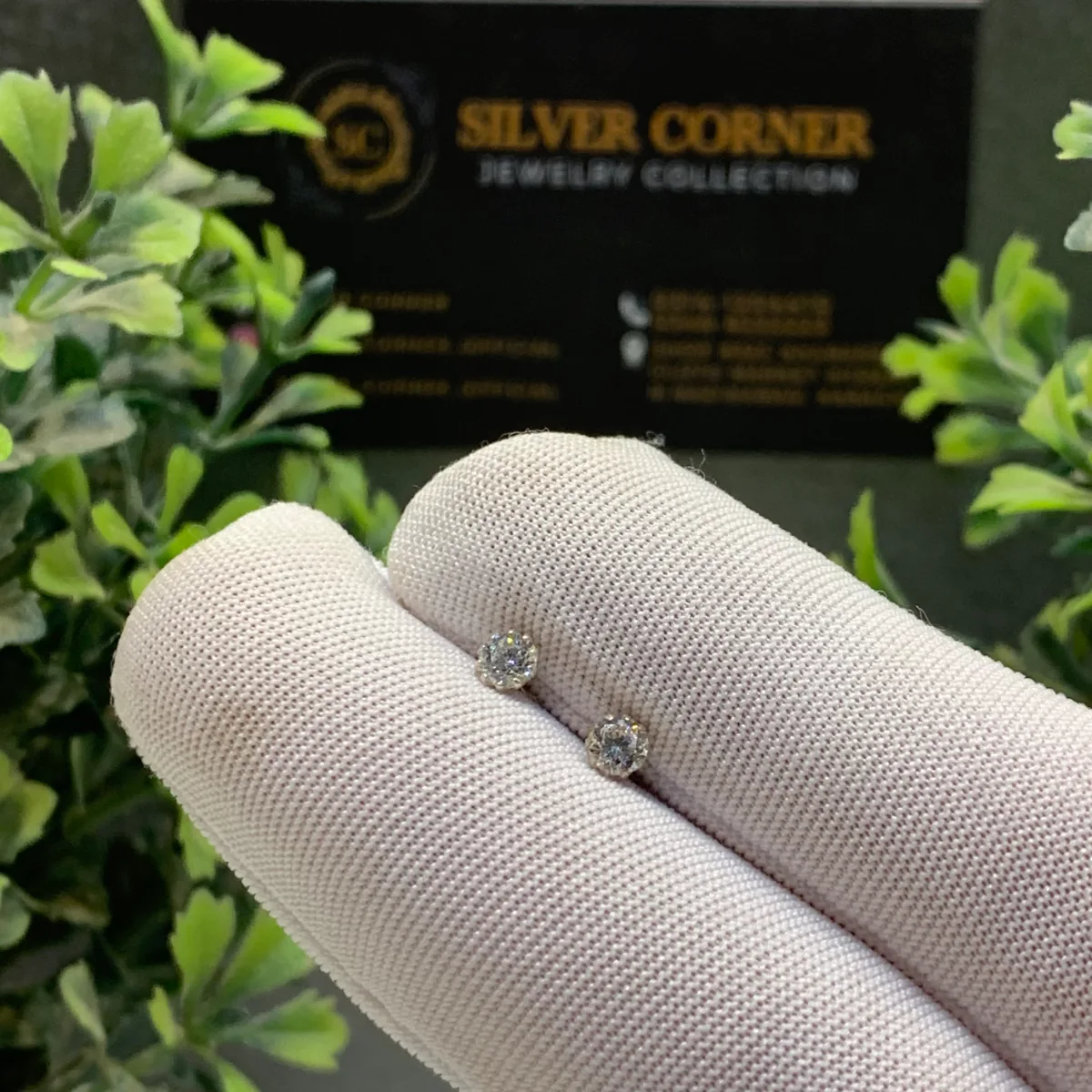 One Stone Solitaire Studs, 925 sterling silver